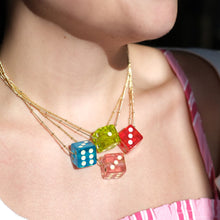 Load image into Gallery viewer, Lime Green Dice Charm Necklace
