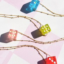 Load image into Gallery viewer, Lime Green Dice Charm Necklace
