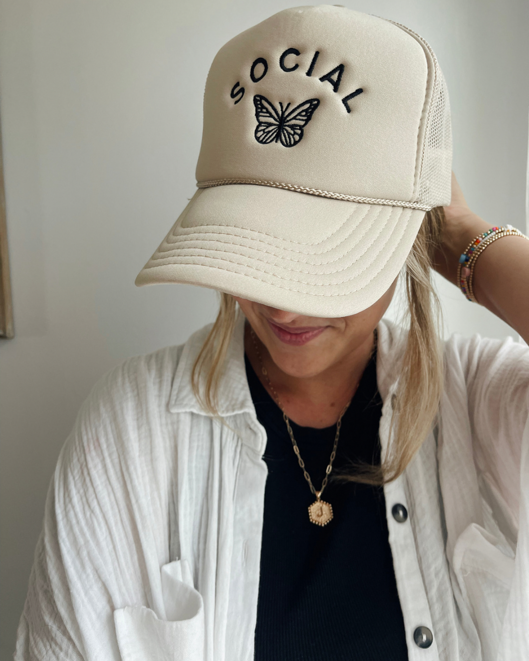 Social Butterfly Embroidered Trucker Hat
