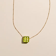 Load image into Gallery viewer, Lime Green Dice Charm Necklace
