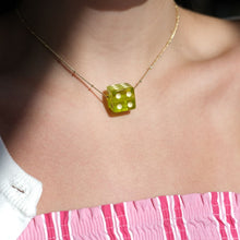 Load image into Gallery viewer, Lime Green Dice Charm Necklace
