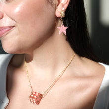 Load image into Gallery viewer, Pink Dice Charm Necklace
