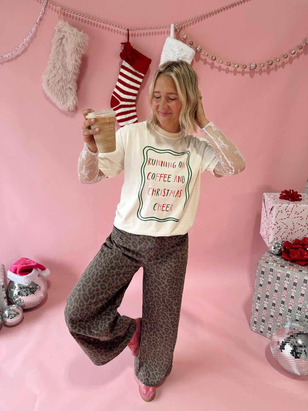 Running on Coffee and Christmas Cheer Tee