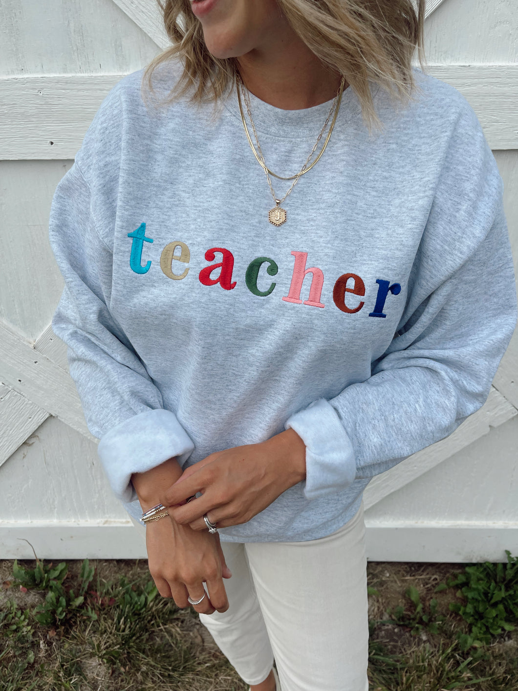 Teacher Embroidered Sweatshirt