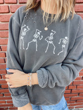 Load image into Gallery viewer, Charcoal Skeletons Sweatshirt Distressed
