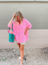 Load image into Gallery viewer, Poolside Please Oversized Button Down - Pink

