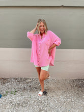 Load image into Gallery viewer, Poolside Please Oversized Button Down - Pink
