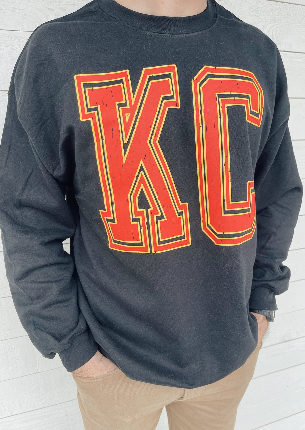 Black KC Distressed Pullover